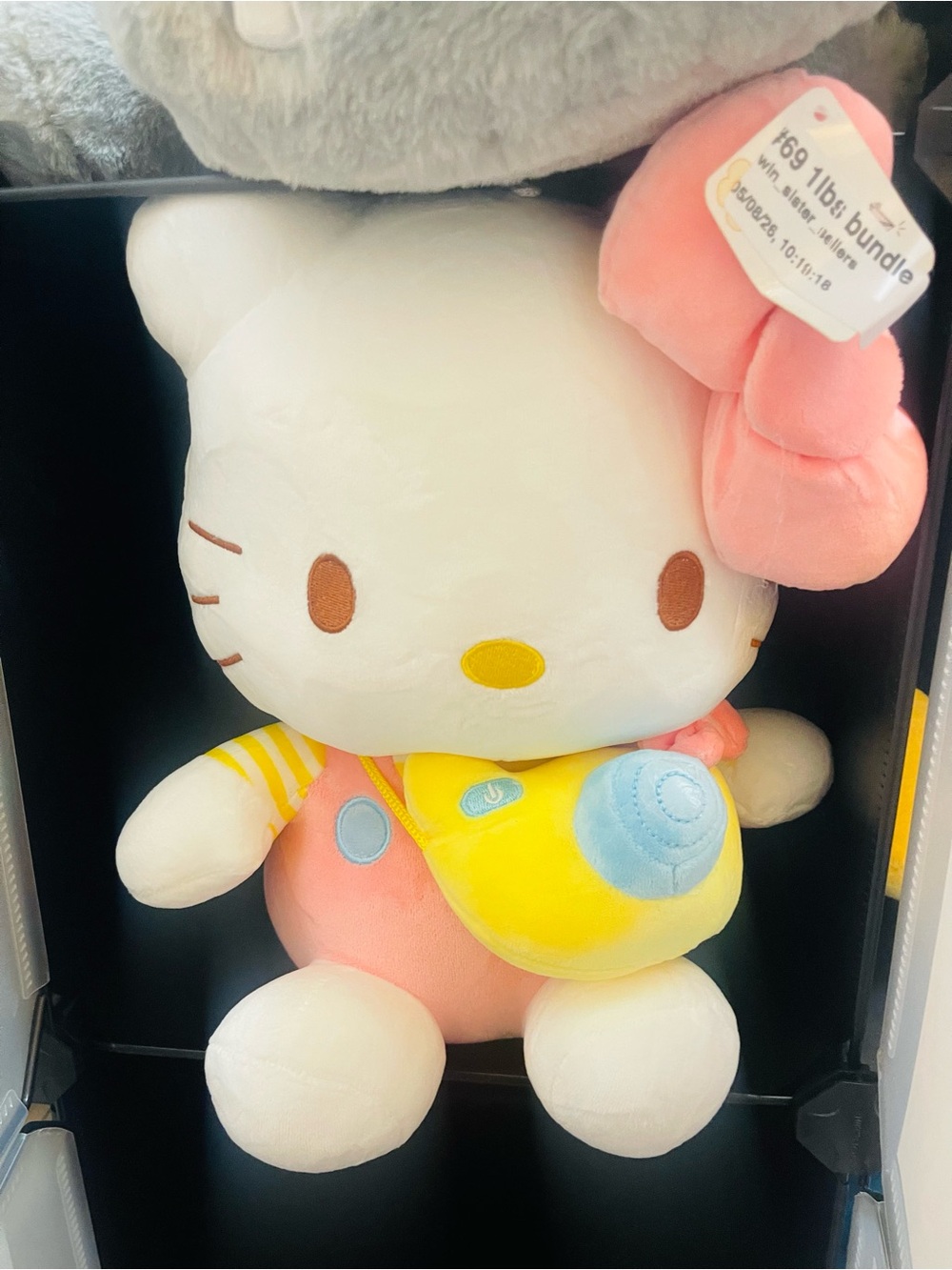 Hello Kitty Plush with Pink Bow and Yellow-Blue Bag